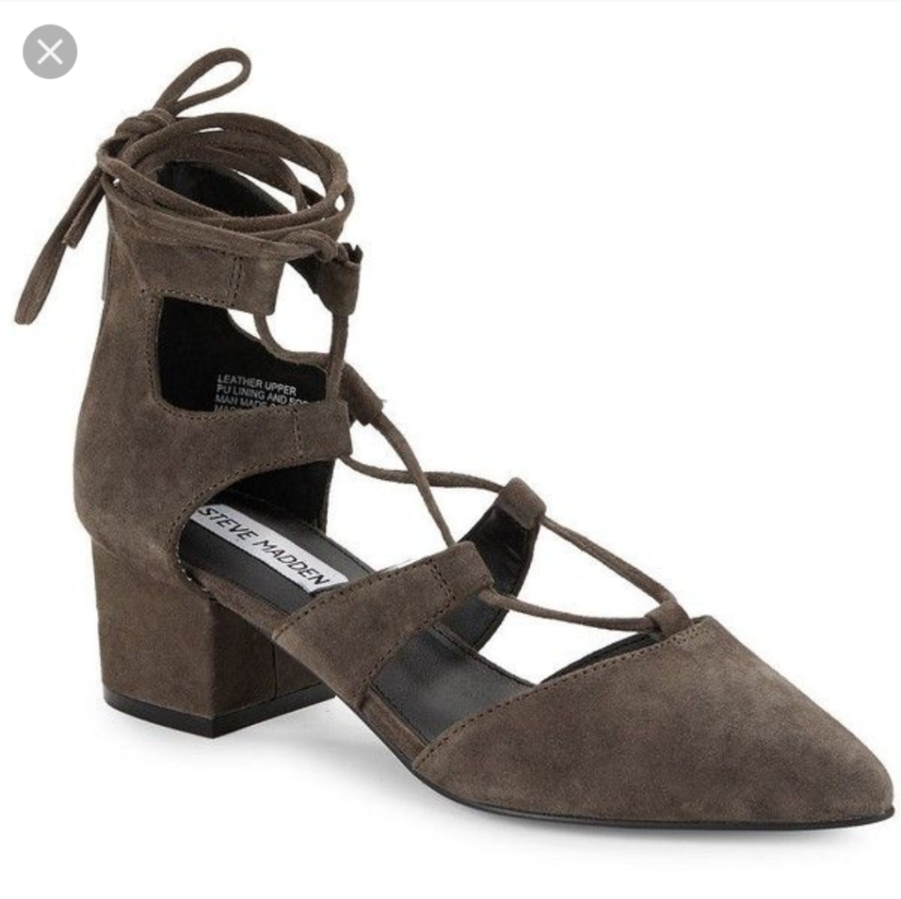 Steve Madden Gray Suede Lace Up Pointed Toe Heels Women's Size 9.5